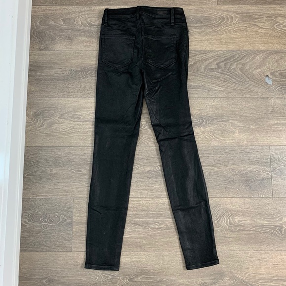 Paige Hoxton Ultra Skinny Jeans Button Fly Black Fog Luxe Coating High Waist - Picture 12 of 15